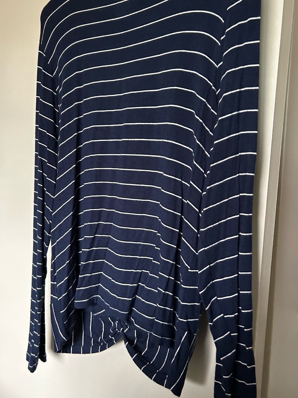 SO Navy Blue and White Striped Long Sleeve Top